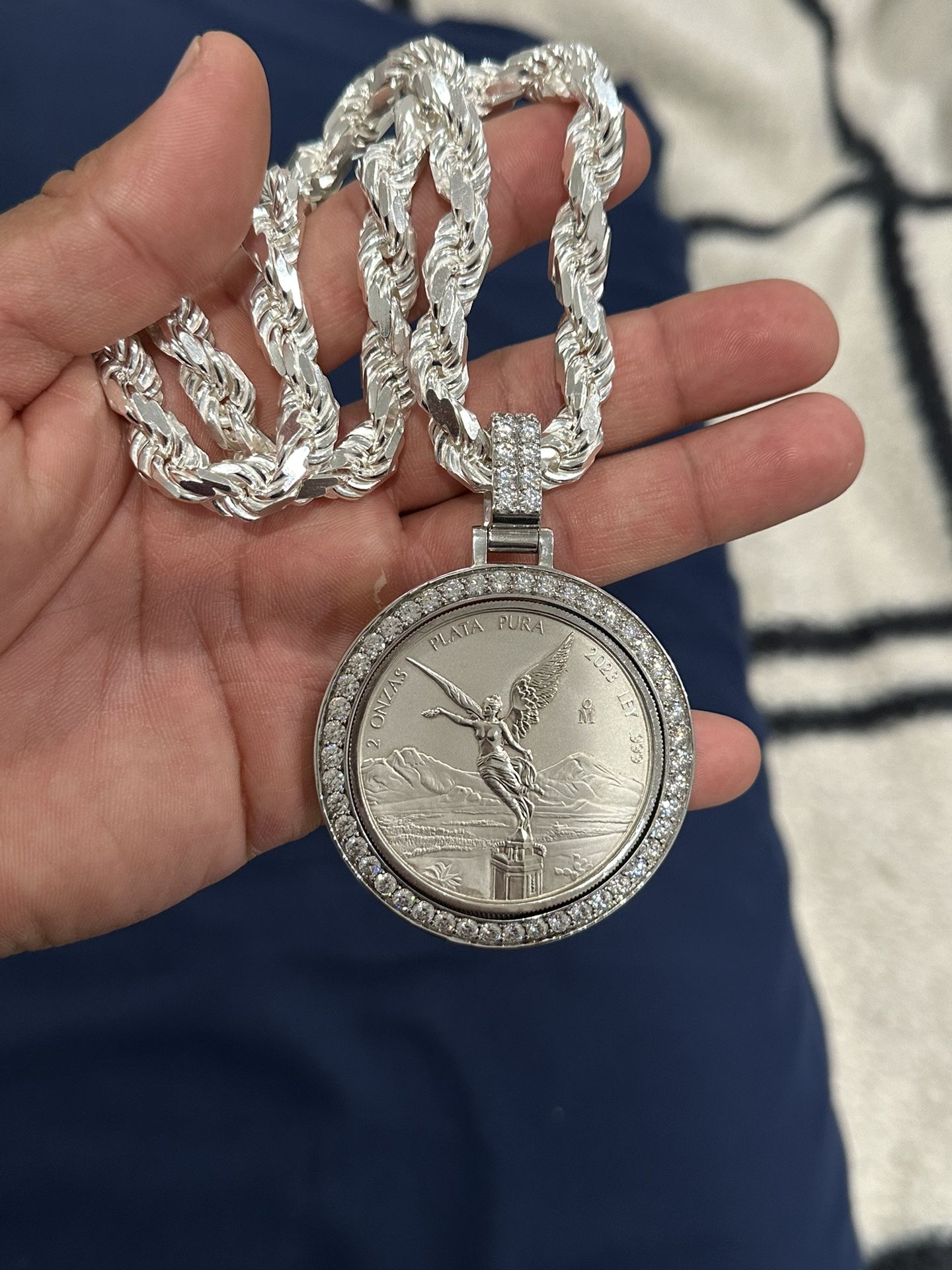 Silver Rope Chain and  Pendant