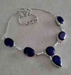 Rough blue sapphire necklace 19’