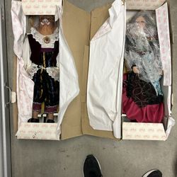 Rare HTF 2003 Show Stoppers Disney Beauty & The Beast  Set Porcelain Doll 28”H W/box 