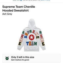 Sz Medium Ash Grey Supreme Chenille Hoodie