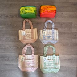 New Trader Joe’s Striped Canvas Totes Set with 2 Mini Insulated Bags