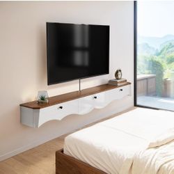 High Gross Floating TV Stand with 3 Drawers,70'' Wall Mounted TV Shelf,Floating TV Console,Floating TV Cabinets with Drawers,Under TV Shelf for Bedroo