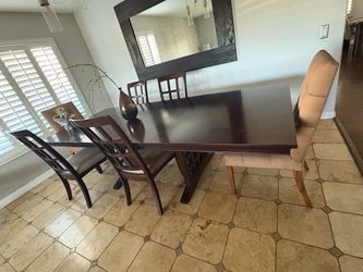 Dark Wood Dining Table with Chairs
