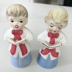 Vintage Christmas Japan NOEL Choir Boy and Girl Salt and Pepper Shakers