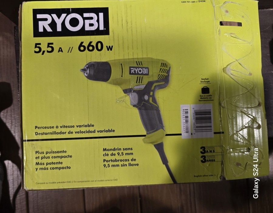 Ryobi 3/8 drill Corded Model (D43) New In Box
