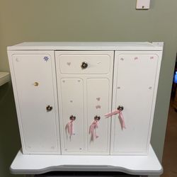 Jewelry Armoire Cabinet with Mirror & Storage – White