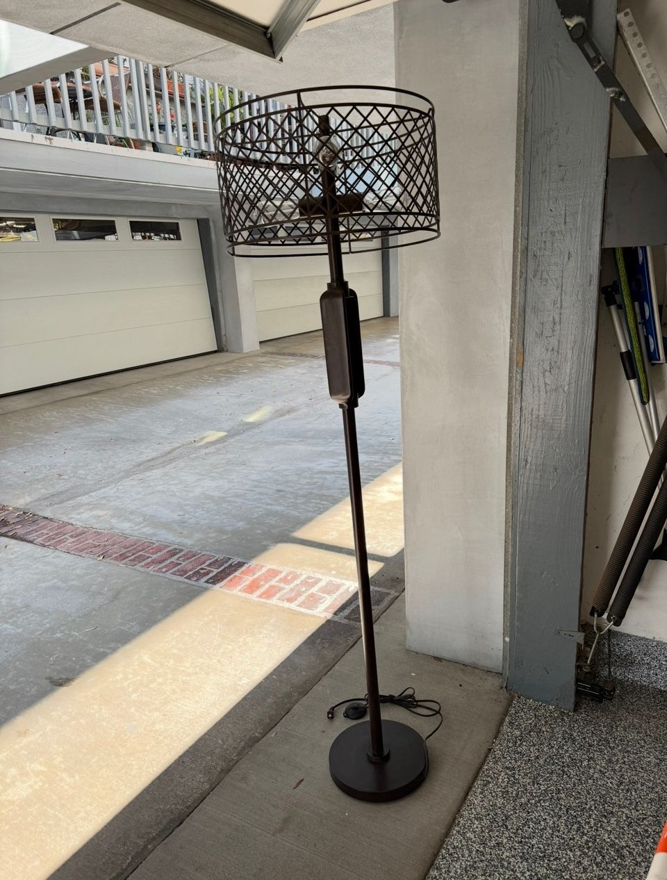 Industrial Caged Metal Floor Lamp With Edison Bulbs