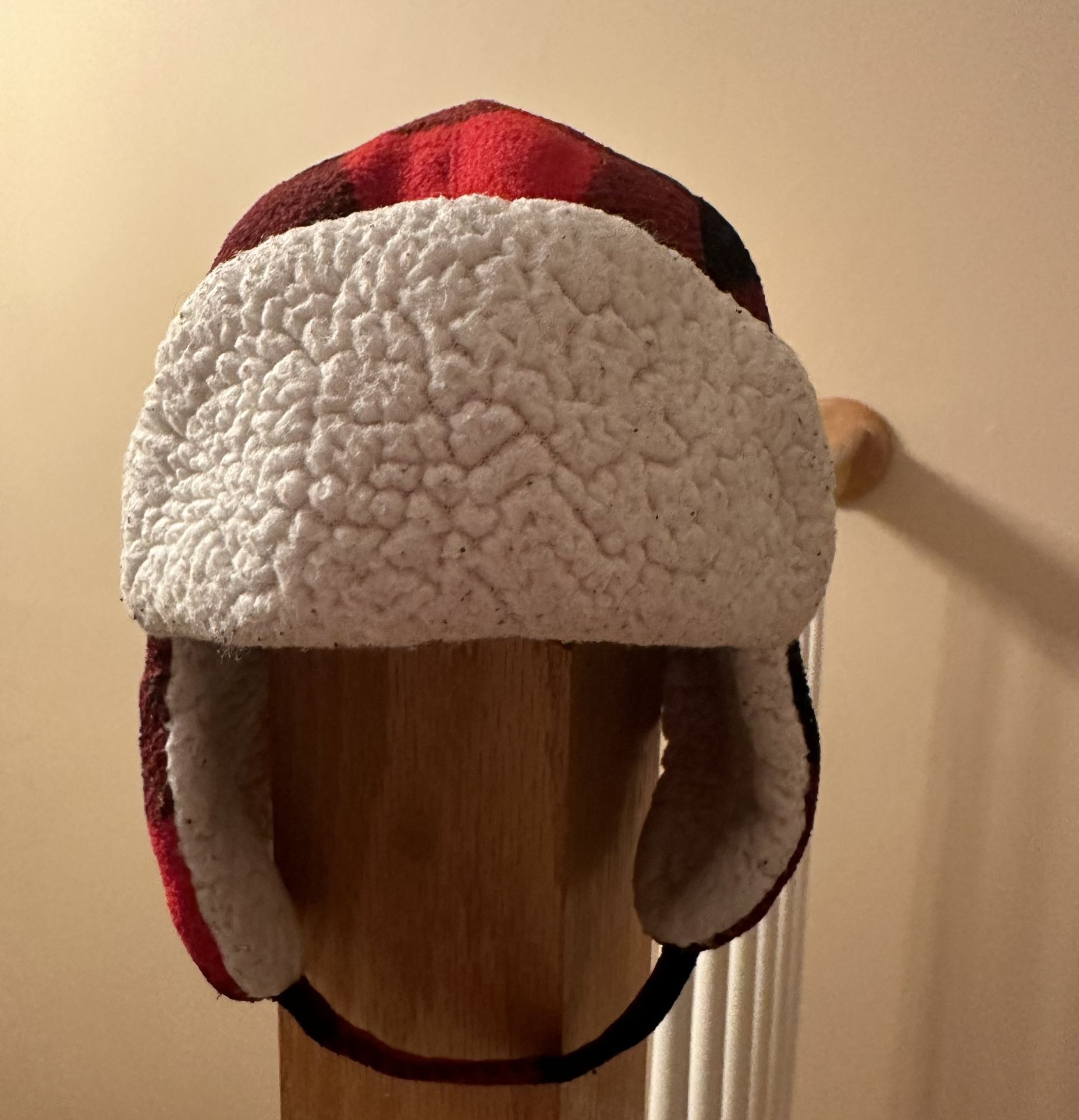 Trapper Hat, Black Red Plaid For A Child