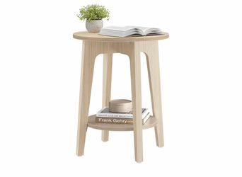 Nightstand with Tapered Legs, Curved Transitions, for Living Room, Bedroom, Natural Beige