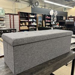 Ornavo Home 43" Folding Storage Ottoman with Storage Bench - Dark Gray