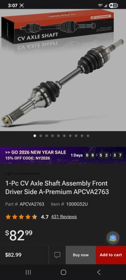Cv Axle Yamaha Kodiak 450 4x4 front driver