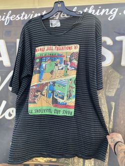 Vintage ‘83 Goouch Nancy Jazz Pulsations Striped Sheer Distressed T Shirt OS