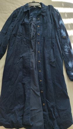 Lands' End navy blue corduroy shirt dress