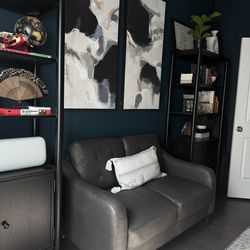 53” Mid‑Century Faux Leather Loveseat – Excellent Condition