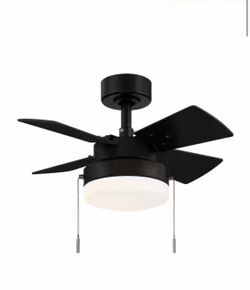 Hampton Bay Metarie II 24 in. Indoor Matte Black Ceiling Fan with Light