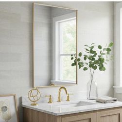 LEDLUX 24x40 Inch Gold Rectangle Wall Mirror