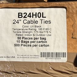 24" UV Black Cable Ties