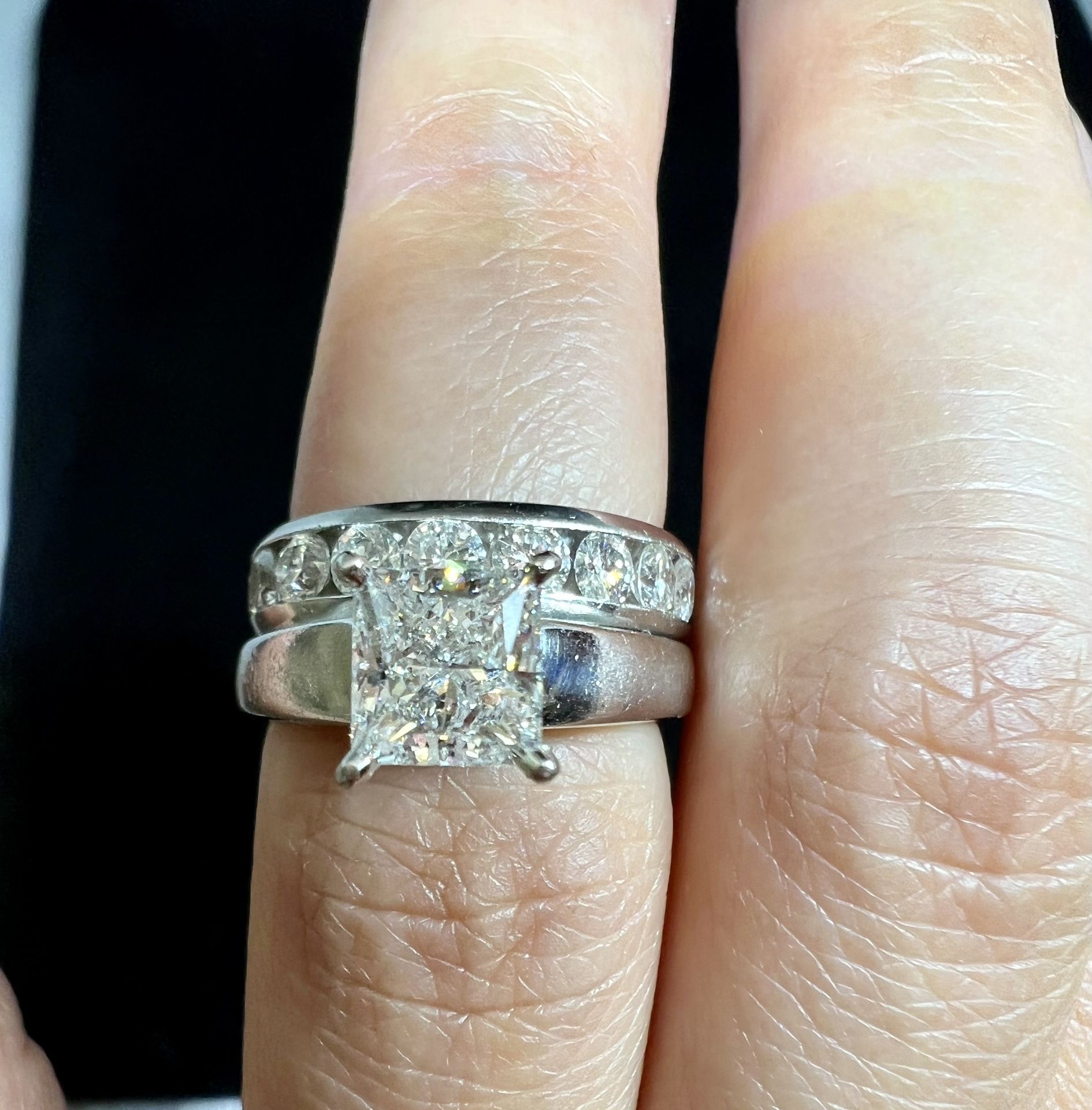 Platinum Solitaire & Wedding Ring