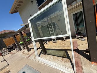 MI White Vinyl Sliding Glass Door with Frame 80" x 96