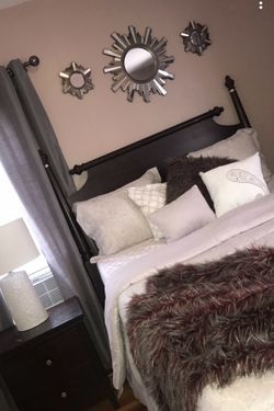 Queen solid wood headboard and frame