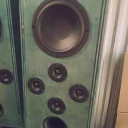 Home Theater Speakers With High Quality Stand Hardwood Custom-made Custom Stained