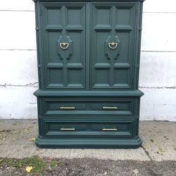 Teal Green Tallboy/ Armoire