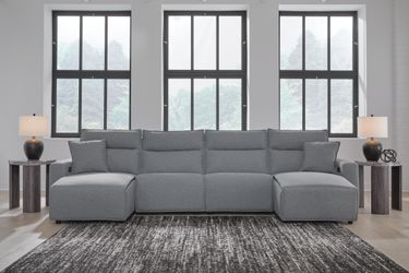Modmax II Salt and Pepper 4-Piece Reclining Sectional with Double Chaise (Online Special Price)