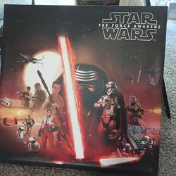 Star Wars canvas posters stretched over a wood frame.