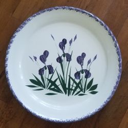 Large Platter Iris Handpainted Signed The Ashland Pottery Co