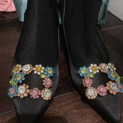 Brand New Ankle High Boots With Crystal Buckle Size 39 Women