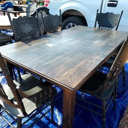 Solid Oak Farmhouse Table & Chairs