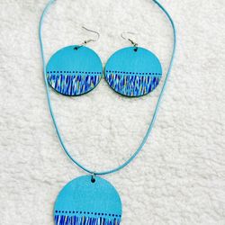 Earrings And Necklace. Hand Painted Wooden Jewelry Brand New.