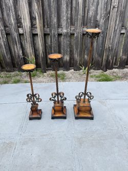 3 Metal Candle Holders In Good Condition $25 Firm On Price