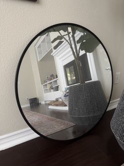 New 32" Large Black Round Circle Mirror modern  Wall Home Decor Bathroom