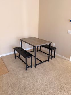 Dining table with benches