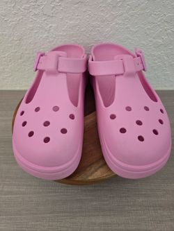 Crocs Stomp Mary Jane Clogs Pink Platform Sandals Women's Size 9 Men's 7