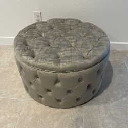 Round Velvet Storage Ottoman