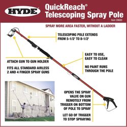 HYDE 28680 QuickReach Telescoping Spray Pole, Extends from 5-1/2 to 8-1/2 Feet