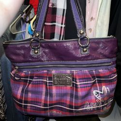 Coach Bag Poppy Edition Purple/pink Plaid 