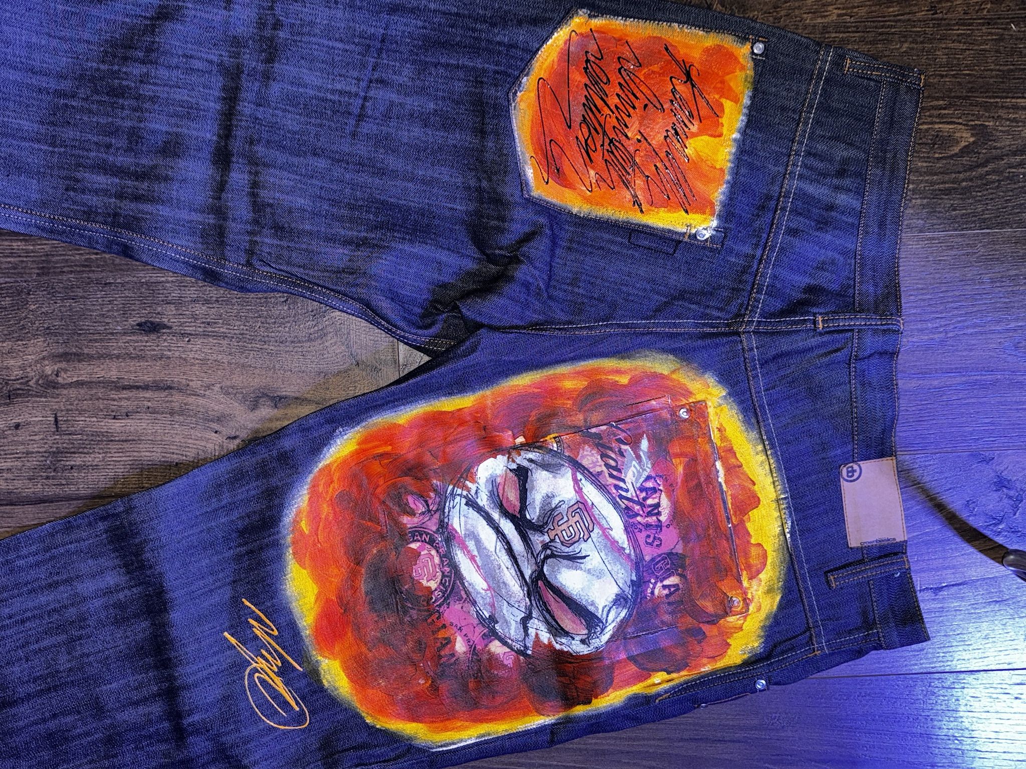 SF Giants Custom Painted Jeans SZ 38