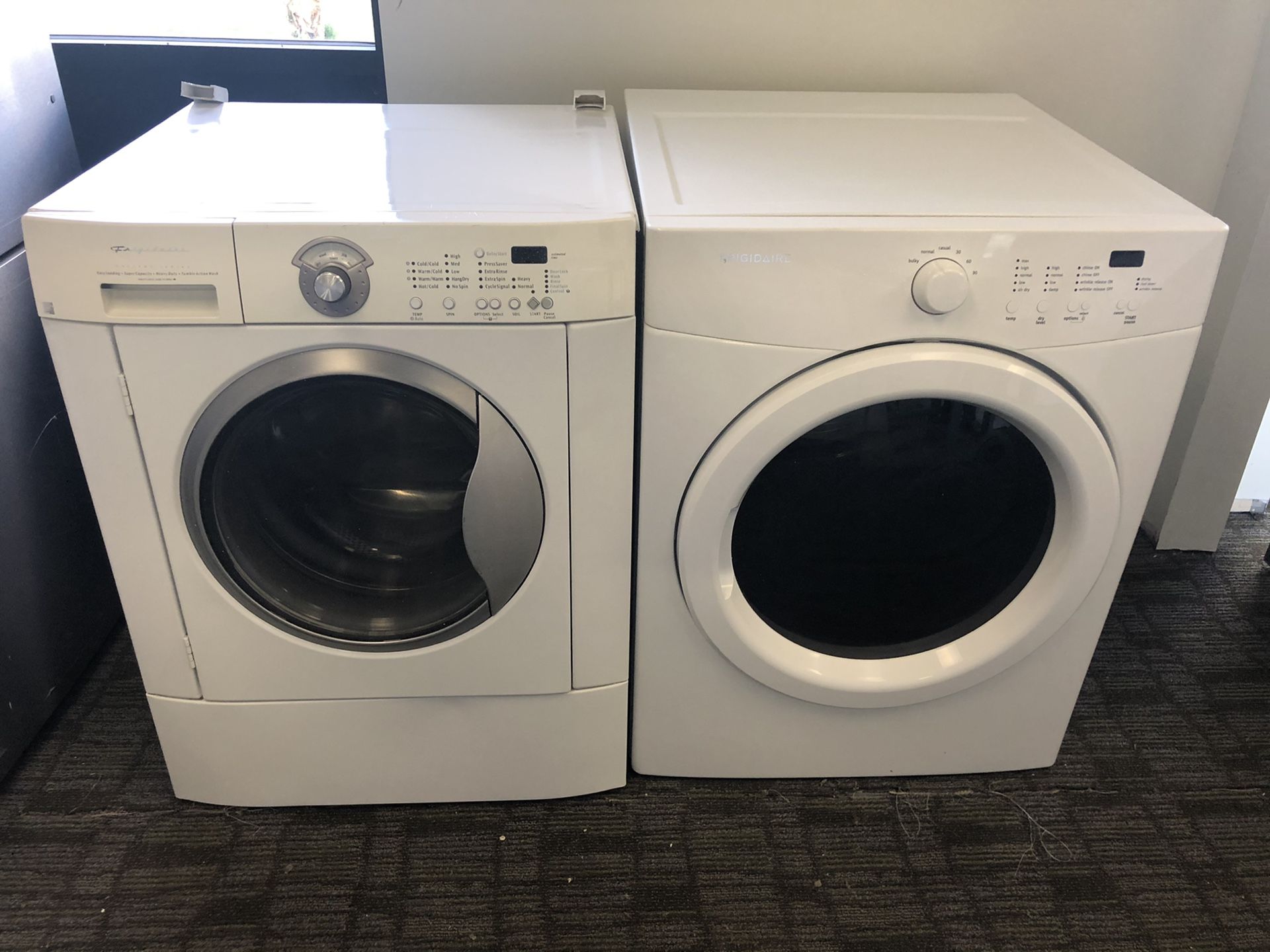 USED FRIGIDAIRE FRONT LOAD WASHER SET SUPER CAPACITY HEAVY DUTY COMES WITH 60 DAY WARRANTY