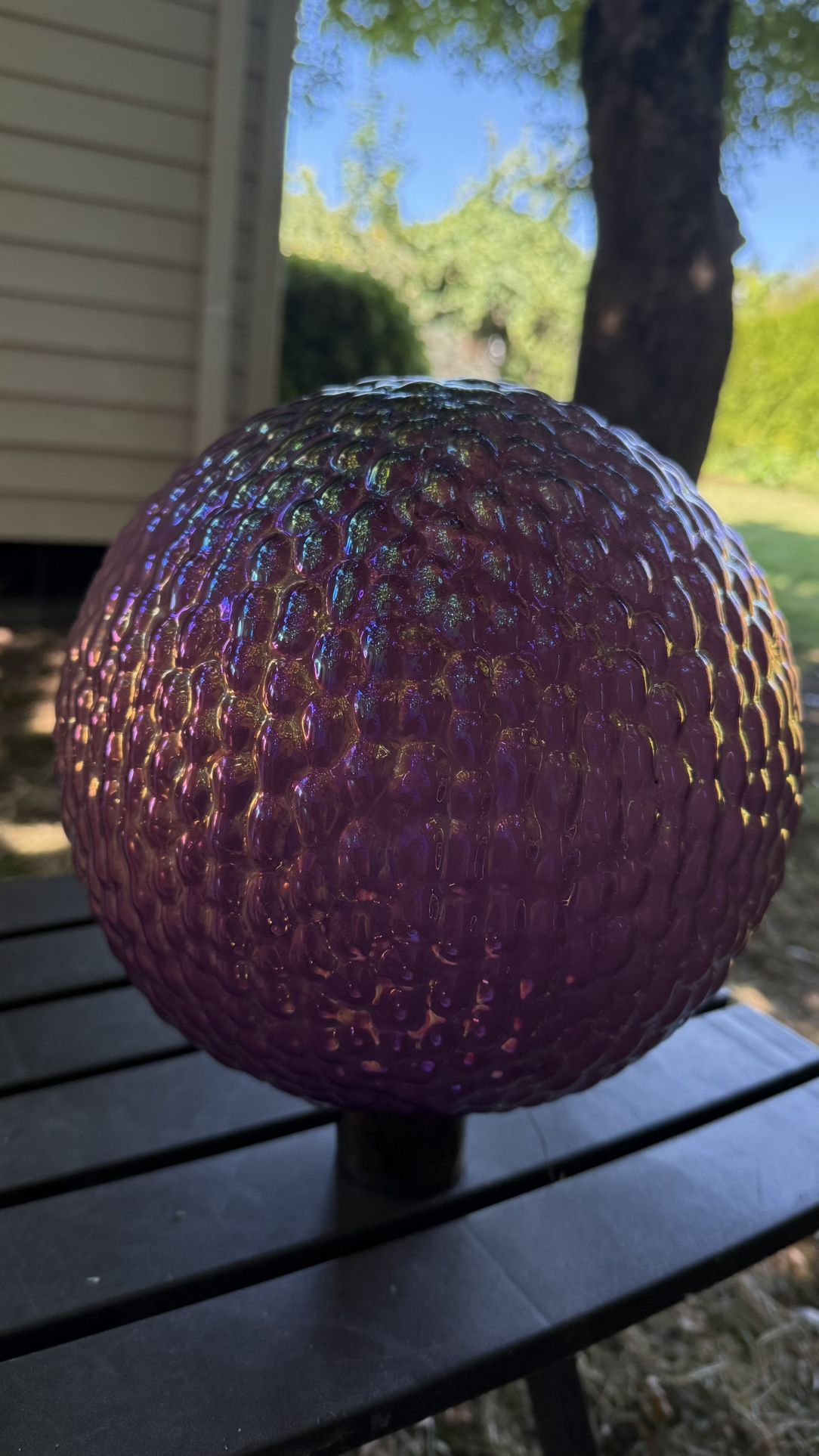 Vintage Iridescent Purple Glass Globe Lamp Shade – Textured Bubble Design ✨ Gorgeous collectible glass shade in shimmering rainbow tones ✨ This stunn