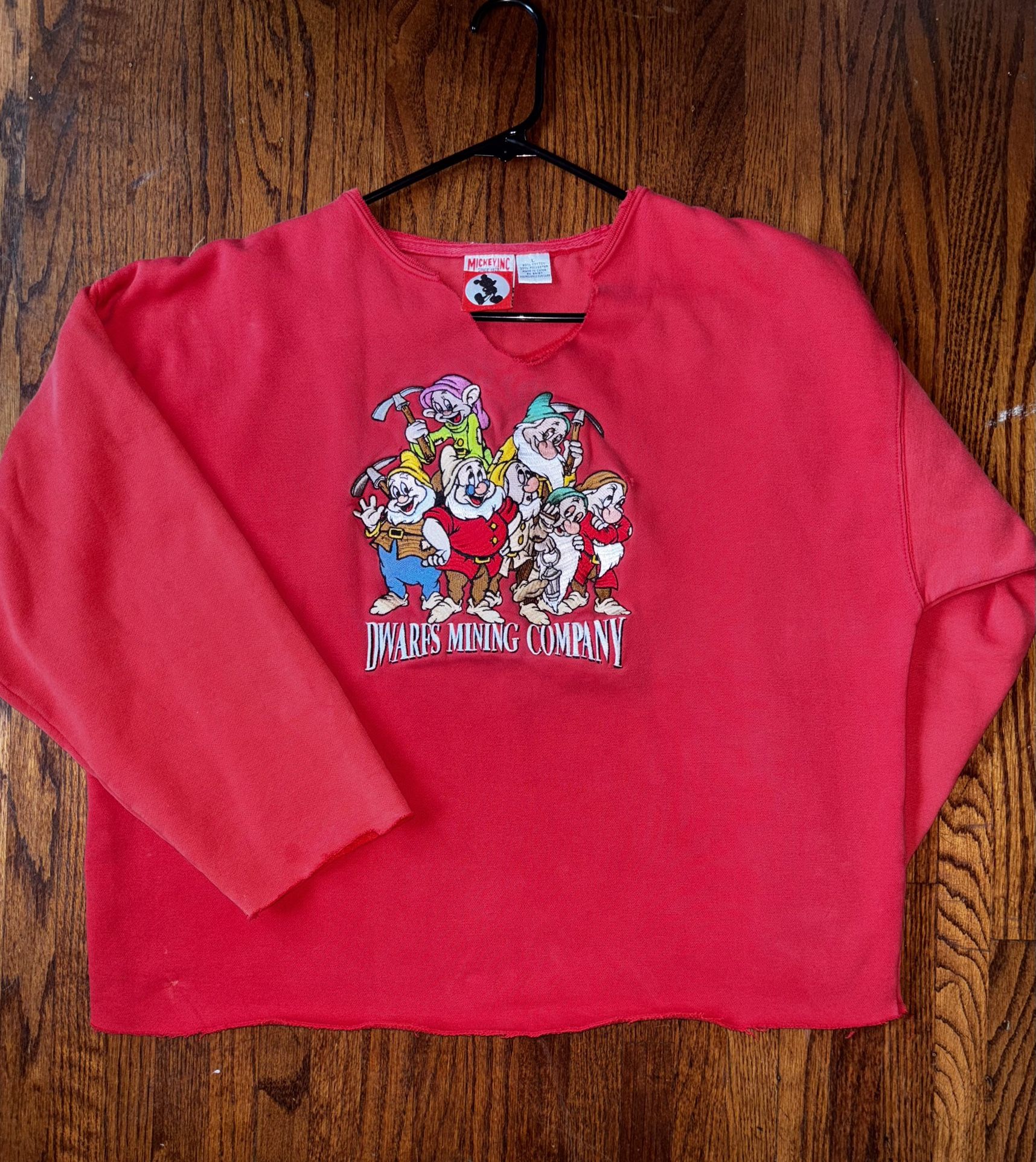 Disney Cropped Sweatshirt – Vintage Style Dwarfs Graphic (L)