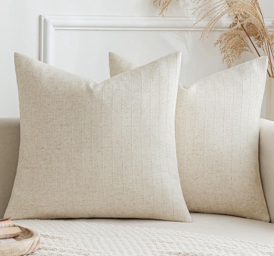 MIULEE Pack of 2 Beige Decorative Pillow Covers 18 x 18 Inch Soft Accent Farmhouse Couch Throw Pillows Cushion Covers Modern Home Decors for Sofa Livi