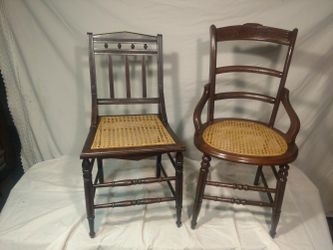 Antique Parlor Chairs With Restored Cane Seats