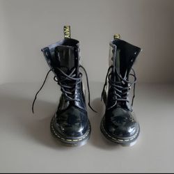 Doc Marten Black Patent Leather Classic Boots Women Size 8 Mens 6.5