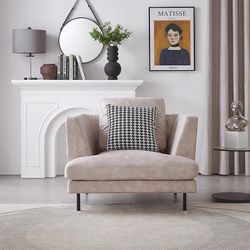25Home: Slim Cream High-Leg Armchair, ***Free Delievry
