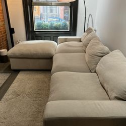 Living Spaces Zone Cream Fabric Sectional