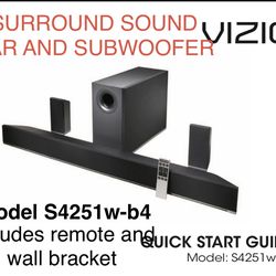 surround soundbar and subwoolfer, speakers