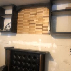 Leather Bar With Upper Shelves 